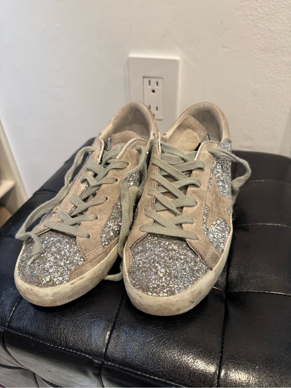 Golden Goose Silver Glitter Low-Top Sneakers